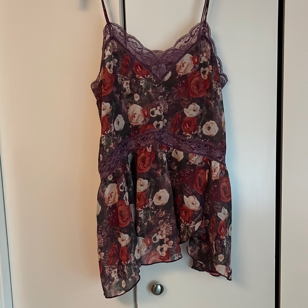 Free people sheer floral lace tank